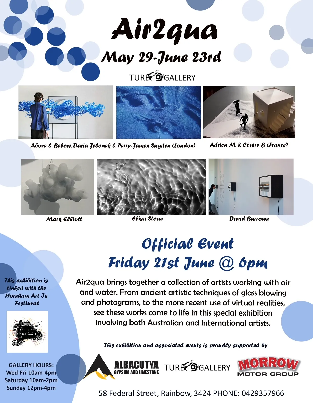 Studio Above&Below — Turbo Gallery, Rainbow, Victoria, AUS